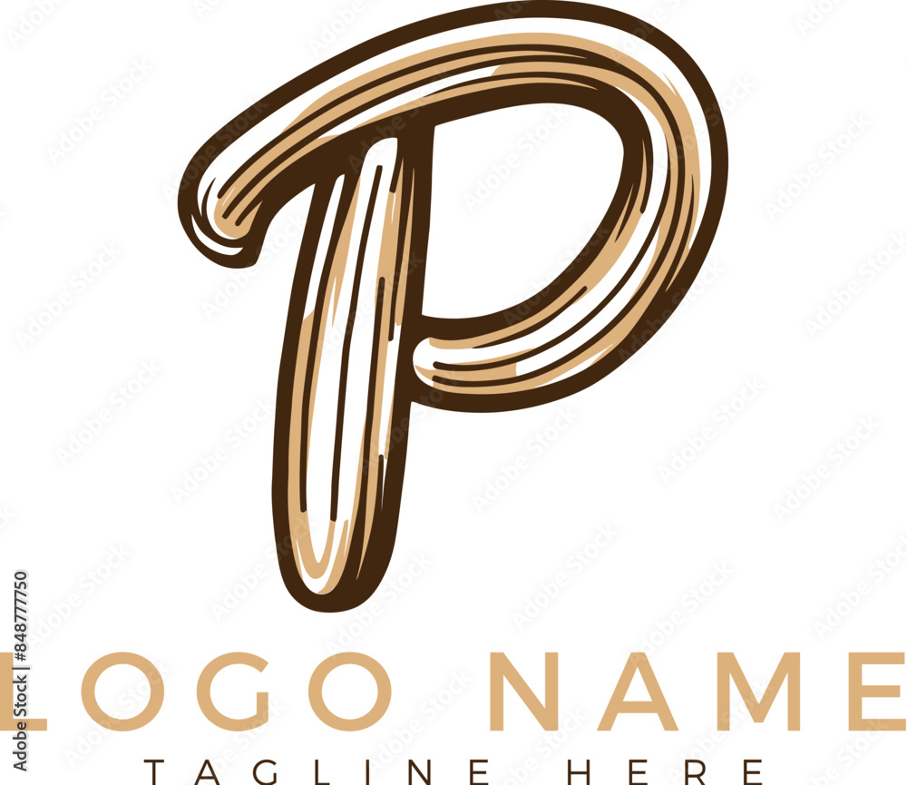Hand drawn initial uppercase letter P logo for personal brand or company. AI generative. Hand drawn initial uppercase letter P logo for personal brand or company. AI generative.
