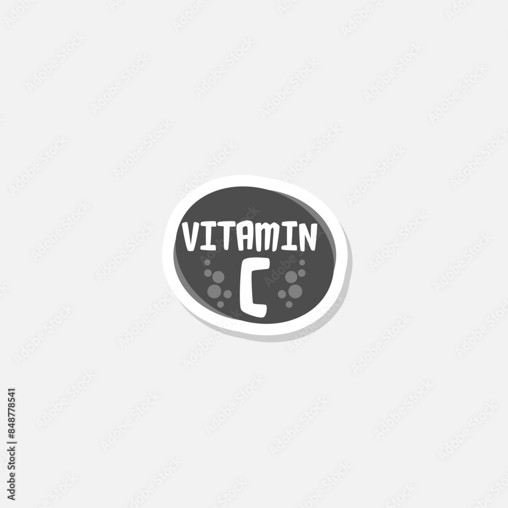 Vitamin C icon sticker isolated on gray background Vitamin C icon sticker isolated on gray background