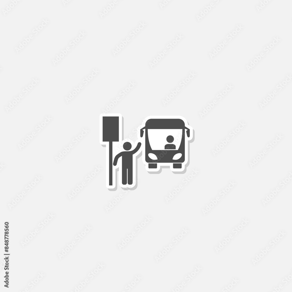 Bus station icon sticker isolated on gray background Bus station icon sticker isolated on gray background