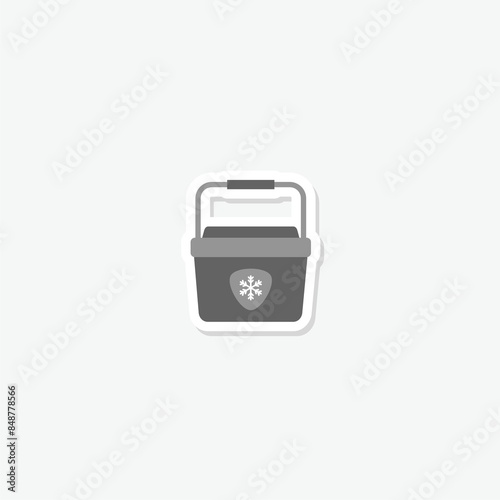 Portable cooler icon sticker isolated on gray background