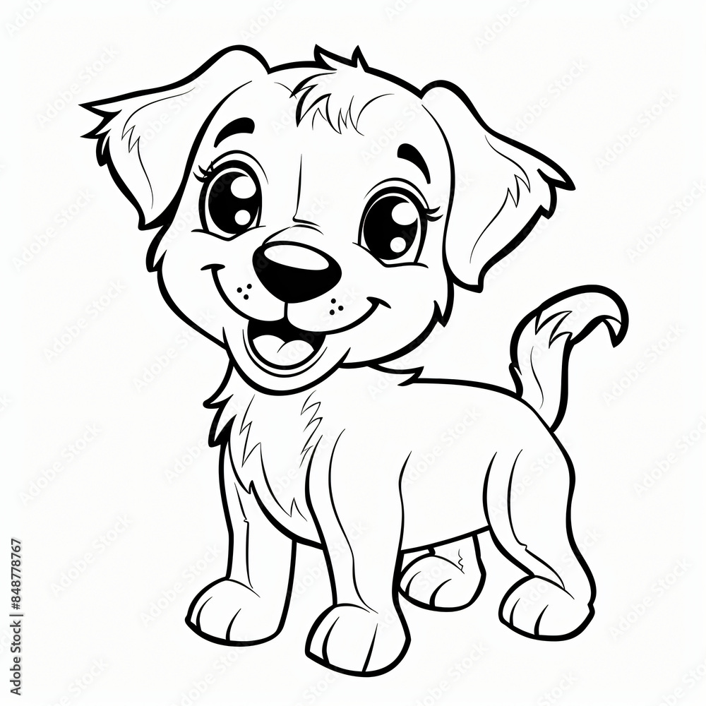 cartoon of a dog children coloring book page cartoon of a dog children coloring book page
