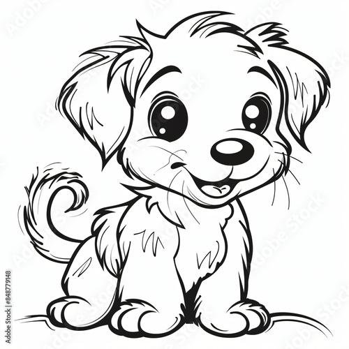 cartoon of a dog children coloring book page