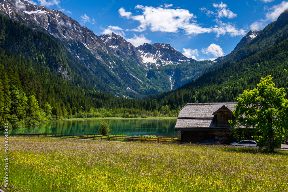 Crystal Clear Waters of Jägersee Lake in Austrian Summer Crystal Clear Waters of Jägersee Lake in Austrian Summer