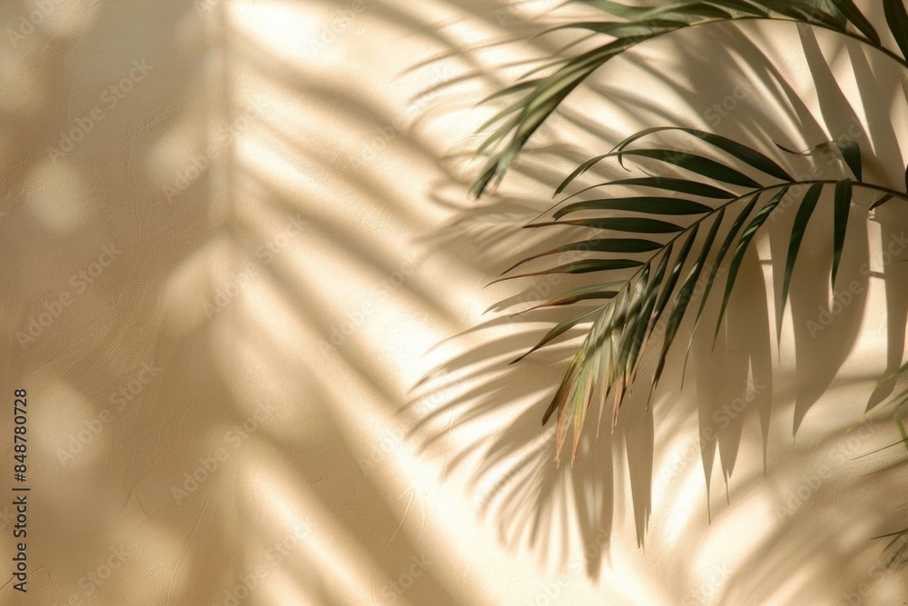 Serene Tropical Palm Leaf Shadows on Textured Beige Wall – Perfect for Nature-Inspired Decor and Designs Serene Tropical Palm Leaf Shadows on Textured Beige Wall – Perfect for Nature-Inspired Decor and Designs