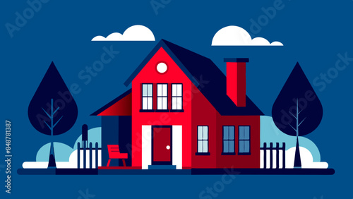 House featuring roof and windows. A house with a roof and windows, standing tall and inviting amidst a serene neighborhood.