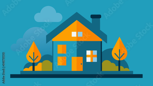 House featuring roof and windows. A house with a roof and windows, standing tall and inviting amidst a serene neighborhood.