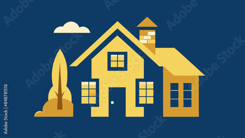 House featuring roof and windows. A house with a roof and windows, standing tall and inviting amidst a serene neighborhood.