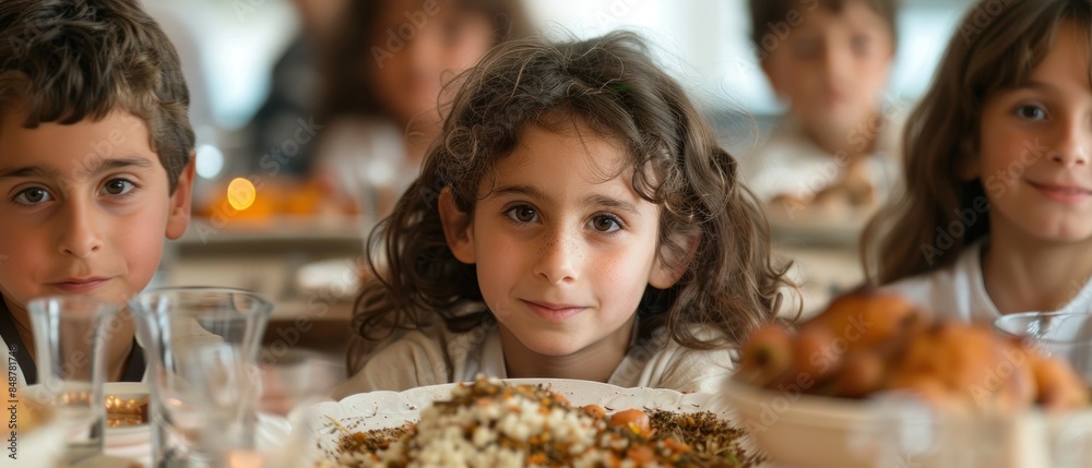 Children participating in the Passover Seder searching for the afikomen The excitement and anticipation are evident on their faces as they eagerly look around the room This moment highlights the Children participating in the Passover Seder searching for the afikomen The excitement and anticipation are evident on their faces as they eagerly look around the room This moment highlights the