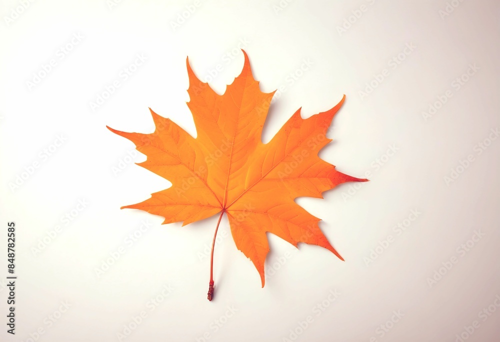 Fototapeta premium An orange maple leaf on a light background