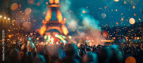 bokeh Crowd of supporters at a sports olympic event at Paris France