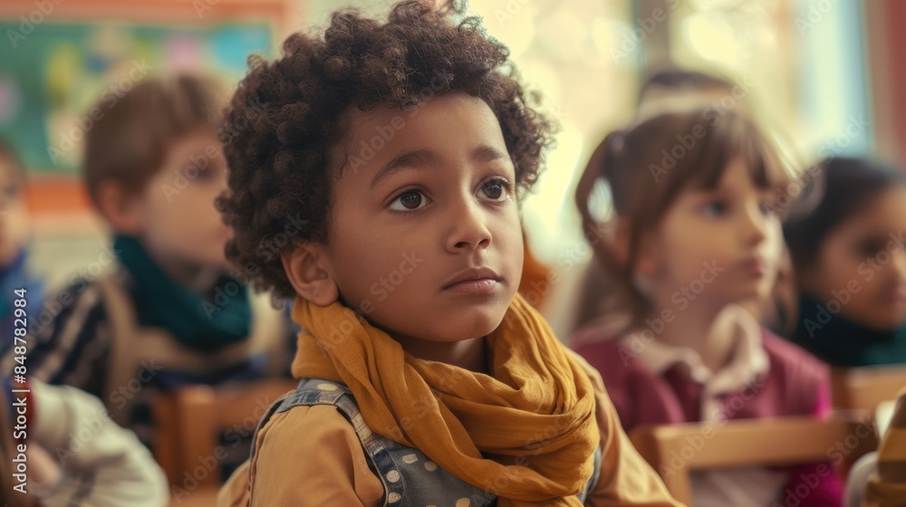 A classroom where children from various backgrounds are learning together, promoting diversity and inclusion. A classroom where children from various backgrounds are learning together, promoting diversity and inclusion.