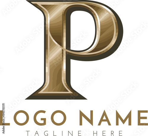 Modern P letter Initial vintage logo Template.AI generative.