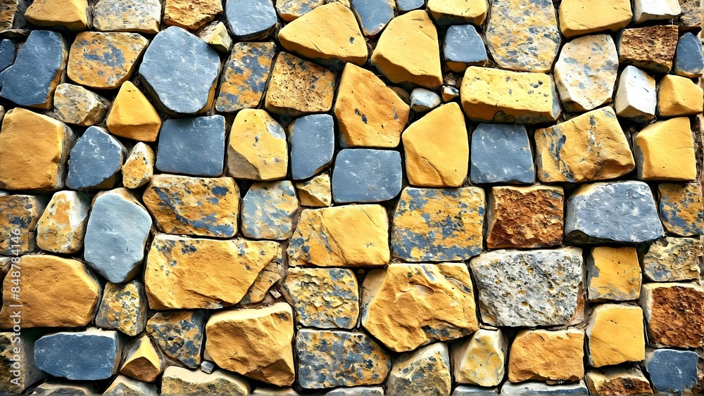 Close-up of a stone wall, showcasing the varied textures and irregular shapes of the stones. 2 Close-up of a stone wall, showcasing the varied textures and irregular shapes of the stones. 2