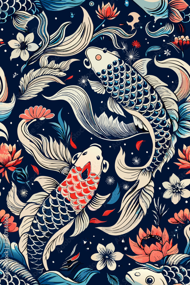 Obraz premium japanese sea pattern