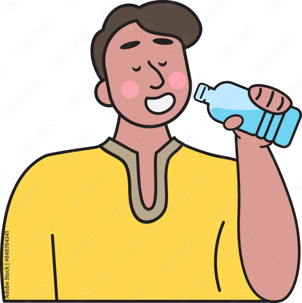 Fototapeta premium India people drink water in heat wave.