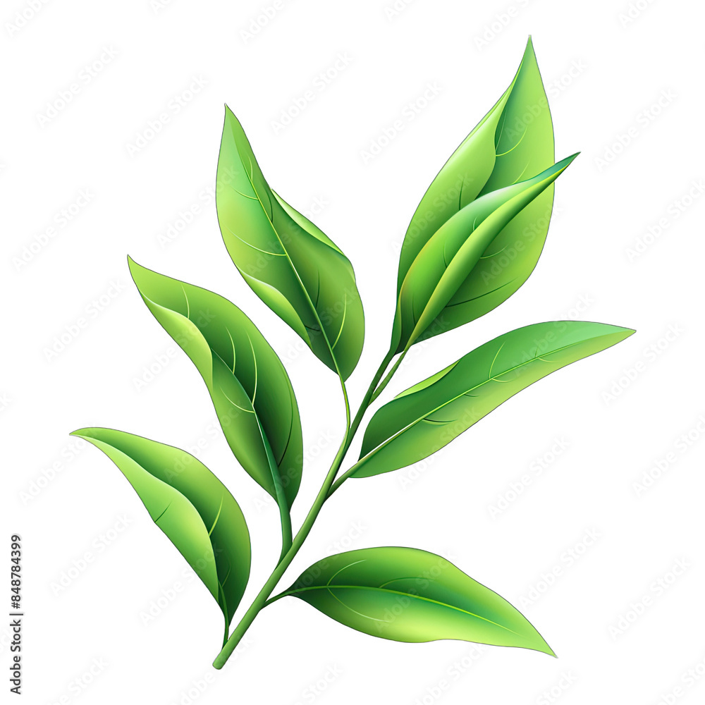 Fototapeta premium Green Leaf Branches isolated on transparent background. illustration . Generative ai