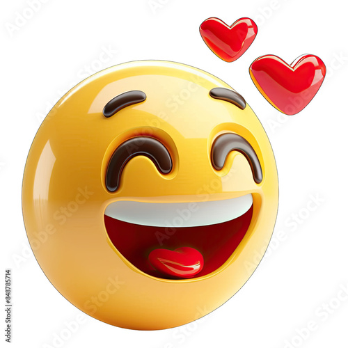Love Emoji isolated on transparent background. illustration . Generative ai