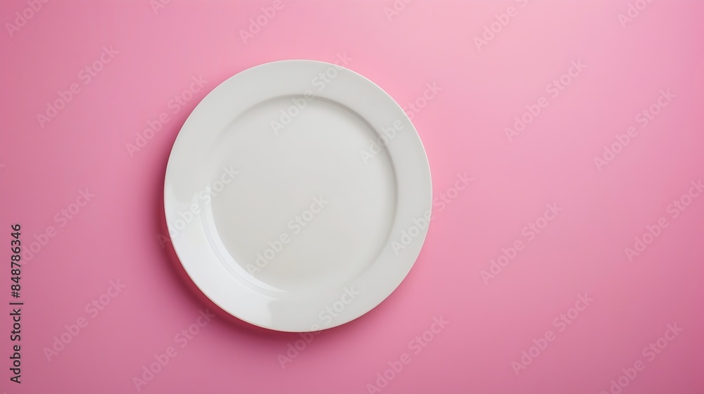 upside down white plate on pink background Minimal style Top view : Generative AI upside down white plate on pink background Minimal style Top view : Generative AI
