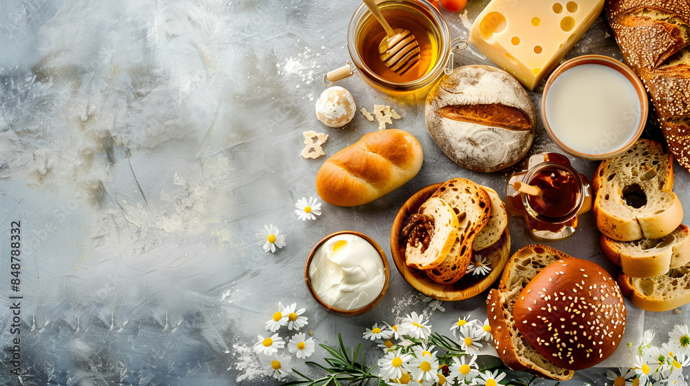 The table is filled with a wide variety of food options The table is filled with a wide variety of food options