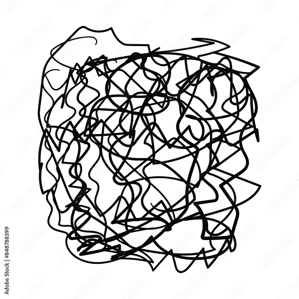 Hand drawn chaos line. doodle chaotic tangled thin line. random irregular intersecting lines. chaotic tangled line element isolated on white Hand drawn chaos line. doodle chaotic tangled thin line. random irregular intersecting lines. chaotic tangled line element isolated on white
