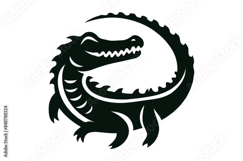 Crocodile silhouette vector illustration.  Vector of crocodile design on white background. Wild Animals. Reptile. Easy editable layered vector illustration.