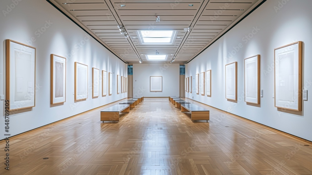 Gallery interior with many empty frame on wall,exhibition room of the art gallery,selective focus. Gallery interior with many empty frame on wall,exhibition room of the art gallery,selective focus.