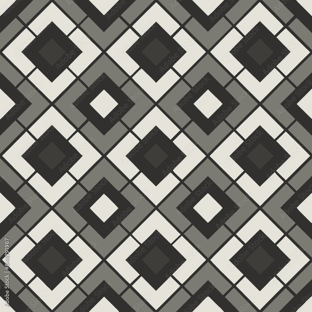 Seamless pattern of overlapping triangles and diamonds in a monochromatic color scheme, creating a sense of depth and dimension, Generative AI Seamless pattern of overlapping triangles and diamonds in a monochromatic color scheme, creating a sense of depth and dimension, Generative AI