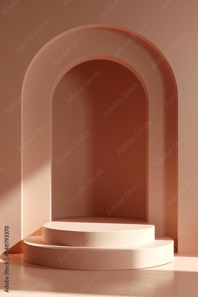 front view of 3d product mockup scene for products, relatively empty scene, plain colour, pastel colour 2:3, beage front view of 3d product mockup scene for products, relatively empty scene, plain colour, pastel colour 2:3, beage