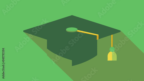 A graduation hat in the background symbolizes academic achievement and success. Academic cap on a backdrop, signifying graduation accomplishment.