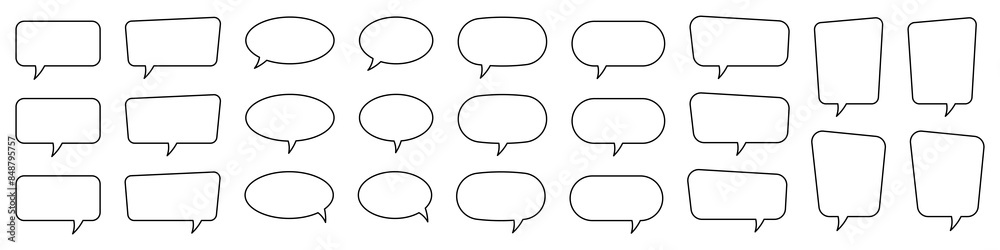 Speech bubble, speech balloon, chat bubble line art icon for apps and websites. Speech bubble, speech balloon, chat bubble line art icon for apps and websites.