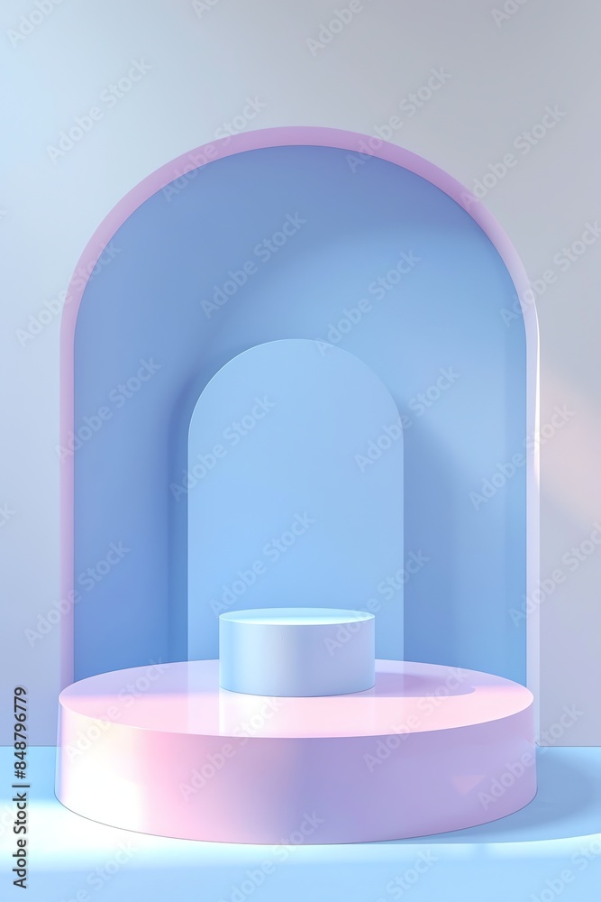 front view of 3d product mockup scene for products, relatively empty scene, plain colour, pastel colour 2:3, blue front view of 3d product mockup scene for products, relatively empty scene, plain colour, pastel colour 2:3, blue