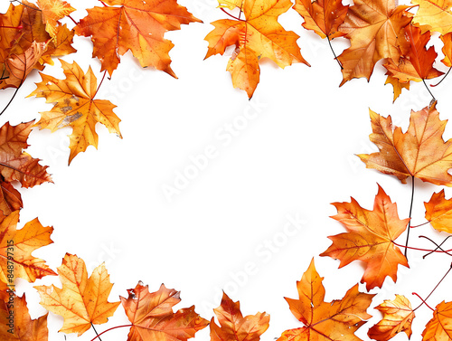png autumn maple leaves frame cutout on transparent background