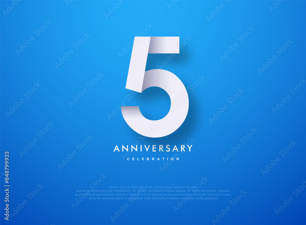 Number 5th design for anniversary celebrations, with unique and rare ...