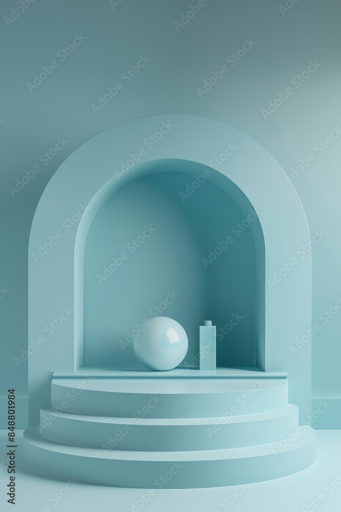 front view of 3d product mockup scene for products, relatively empty scene, plain colour, pastel colour 2:3, blue front view of 3d product mockup scene for products, relatively empty scene, plain colour, pastel colour 2:3, blue