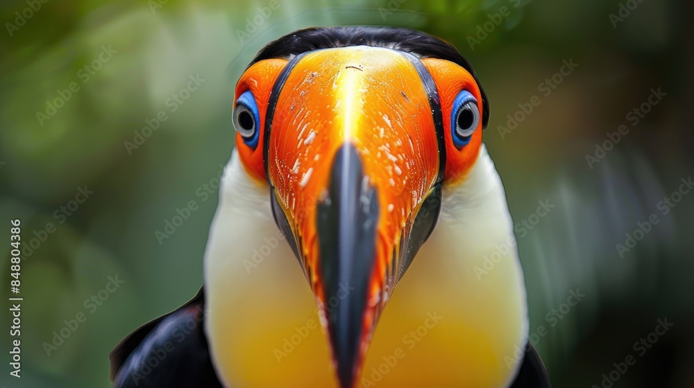 Obraz premium Close up image of a toucan staring directly at the camera