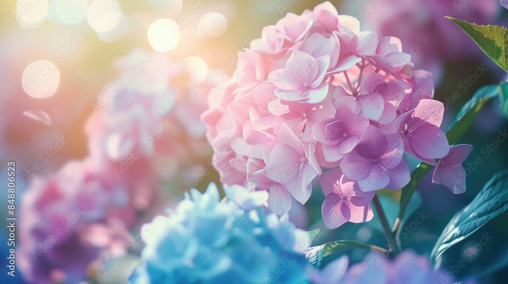 Obraz premium Hydrangea blossoms in full bloom outdoors