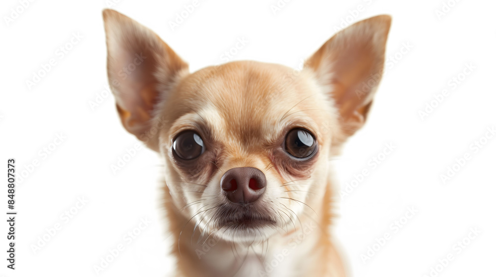 Chihuahua dog isolated on white background, highlighting its large ears and expressive eyes Chihuahua dog isolated on white background, highlighting its large ears and expressive eyes