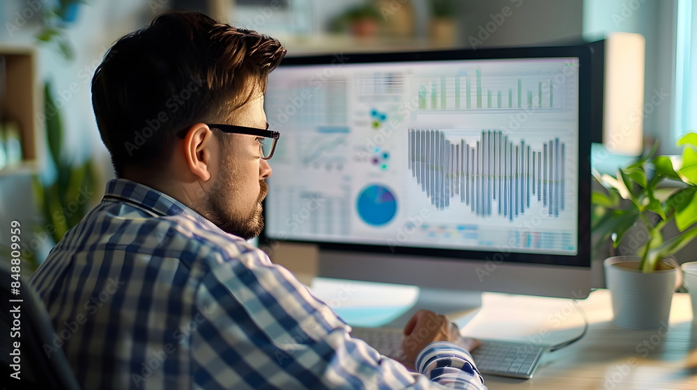 Data Analysis Professional Analyzing Financial Statistics Dashboard Computer Data Analysis Professional Analyzing Financial Statistics Dashboard Computer