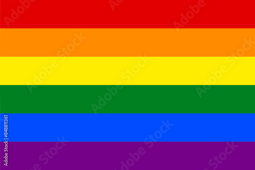 Official 6-colours rainbow Pride flag of GLBTQ community. Lesbian, gay, bisexual, transgender and queer flag. Isolated vector illustration.