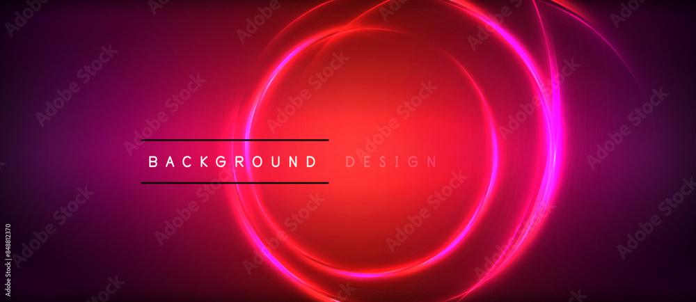 Neon glowing circle rays, light round lines in the dark, planet style neon wave lines. Energetic electric concept design for wallpaper, banner, background Neon glowing circle rays, light round lines in the dark, planet style neon wave lines. Energetic electric concept design for wallpaper, banner, background