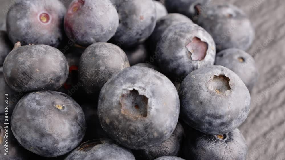 Blueberry in macro close up with a rotating camera move stock footage Blueberry in macro close up with a rotating camera move stock footage