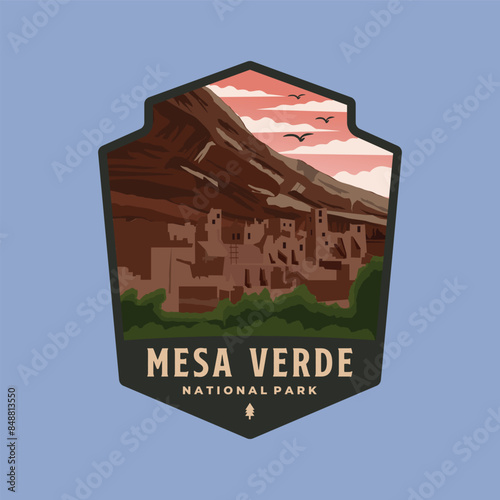mesa verde national park logo patch vector illustration design, Colorado emblem national park design