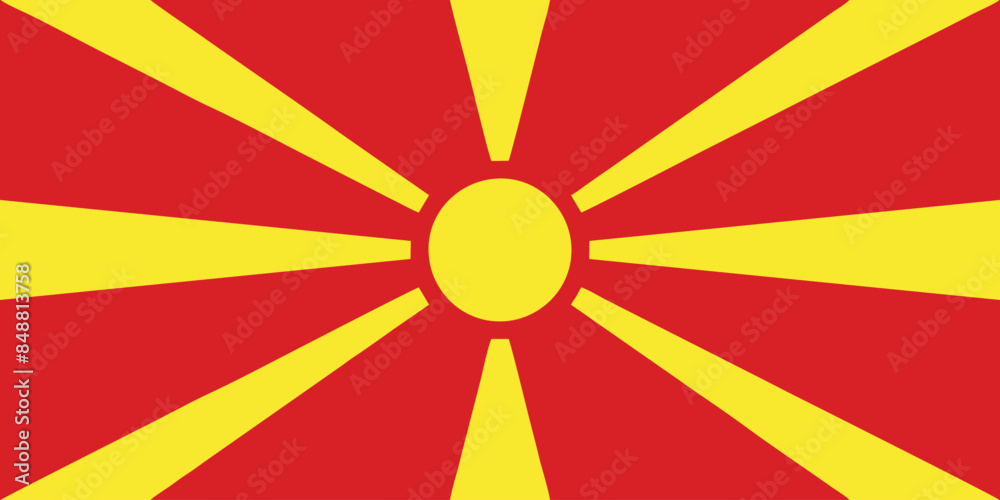 the North Macedonian national flag of North Macedonia, Europe - isolated vector illustration the North Macedonian national flag of North Macedonia, Europe - isolated vector illustration