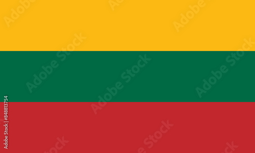 the Lithuanian national flag of Lithuania, Europe - isolated vector illustration