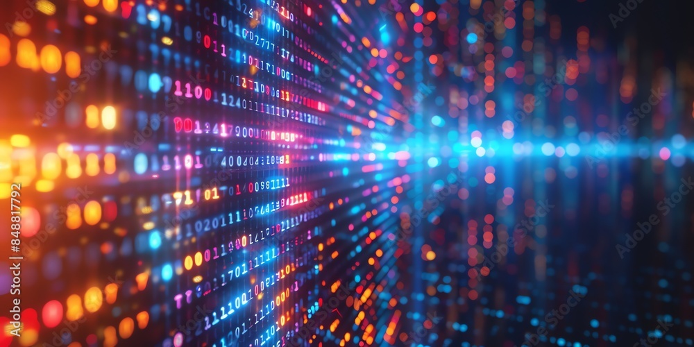 
Data technology background. Big data visualization. Flow of data. Information code. Background in a matrix style. 4k rendering, Bright color, realistic