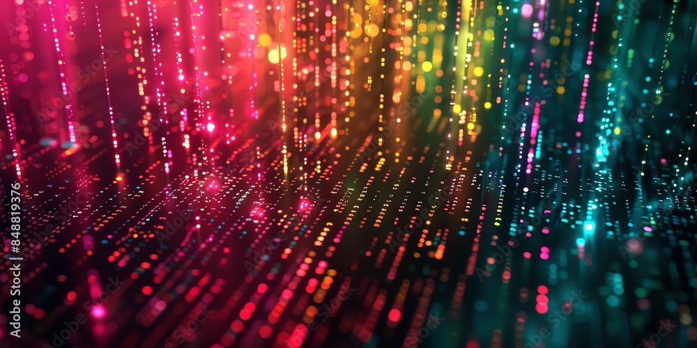Data technology background. Big data visualization. Flow of data. Information code. Background in a matrix style. 4k rendering, Bright color, realistic Data technology background. Big data visualization. Flow of data. Information code. Background in a matrix style. 4k rendering, Bright color, realistic