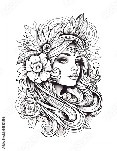 Cute Tattoos Coloring page art design