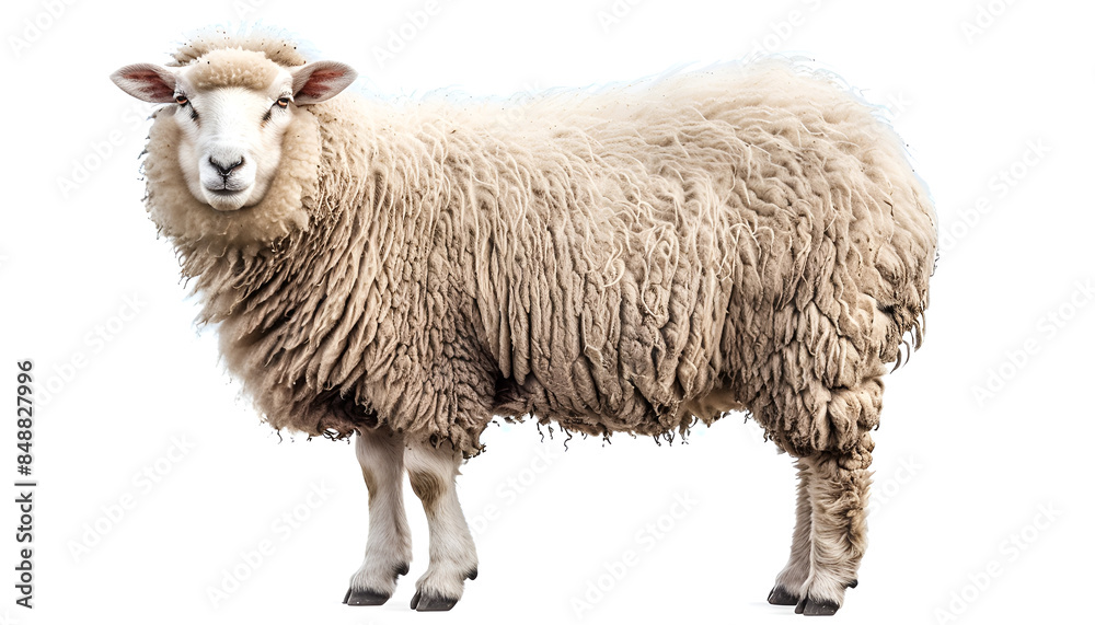 Fluffy sheep isolated on white. Farm animal Fluffy sheep isolated on white. Farm animal