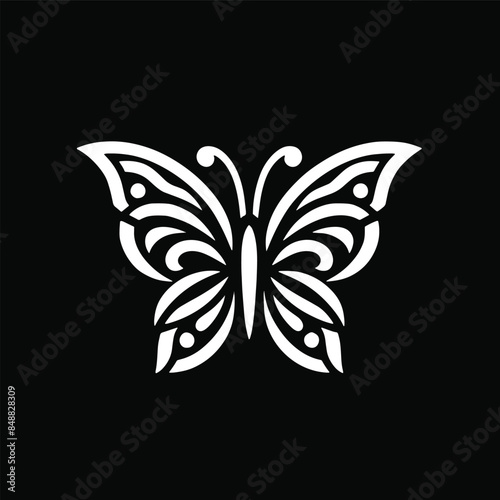 Butterfly silhouette. Hand drawn vector illustration. Isolated element on white background. Best for seamless patterns, posters, cards, stickers and your design. © Ika