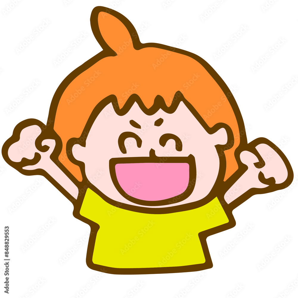 やったーと喜んでいる女の子 やったーと喜んでいる女の子